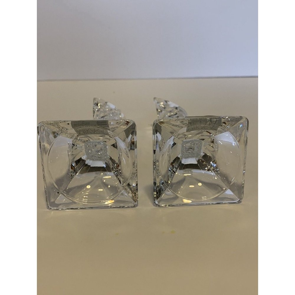 Mikasa Art Deco Crystal Candle Holders 5.5 Inches Slovenia Set Of 2 - Picture 4 of 6